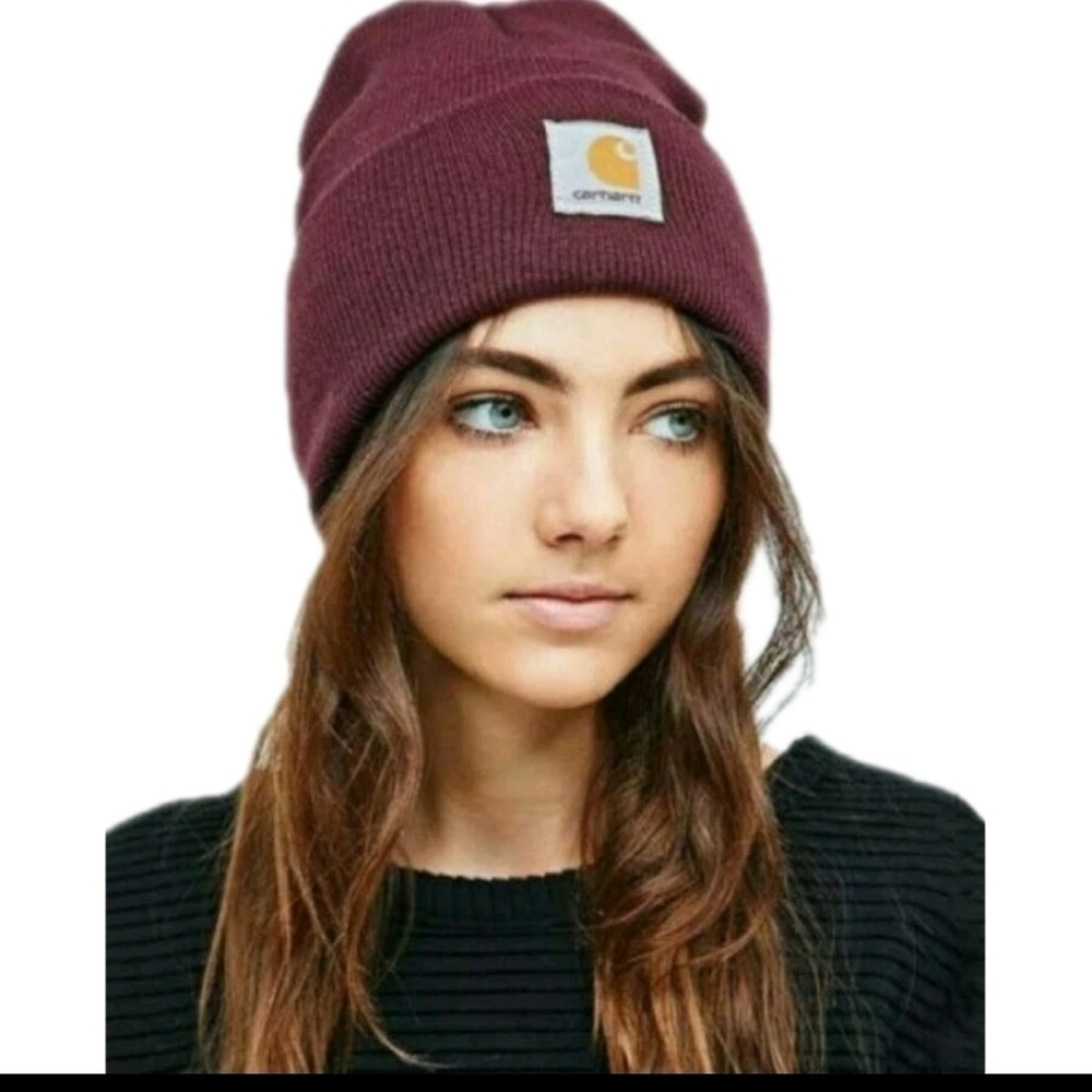 Carhartt Unisex Brown Acrylic Watch Trendy Stylish One Size Streetwear Beanie